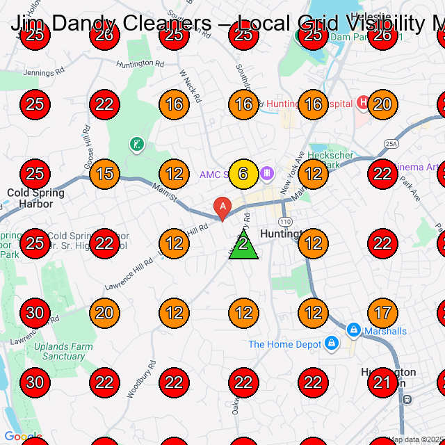 Jim Dandy Cleaners GeoGrid visibility map for Dry Cleaner in Syosset